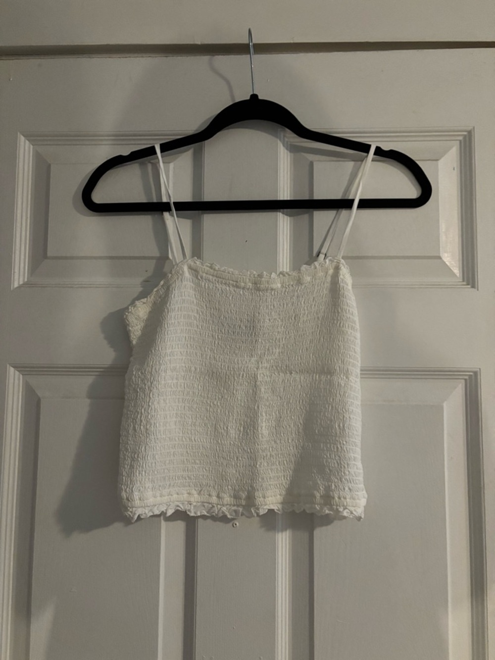 Abercrombie & Fitch White Smocked Ruffle Trim Cami Top